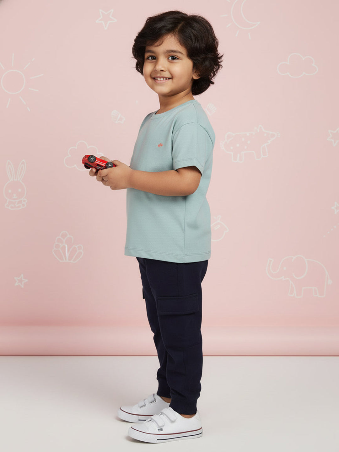 Navy Blue 100% Cotton Cargo Joggers