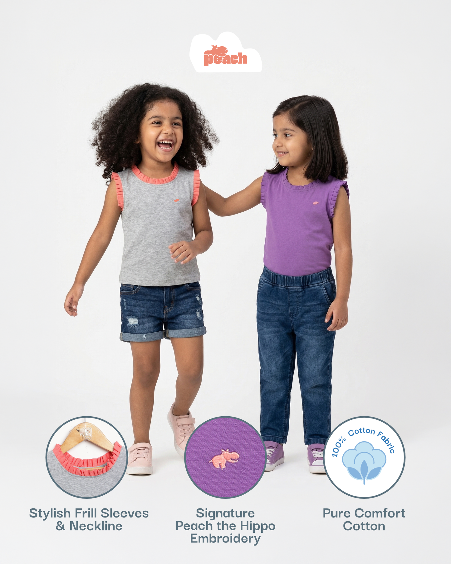 Dainty Frill T-shirt in Purple for Girls