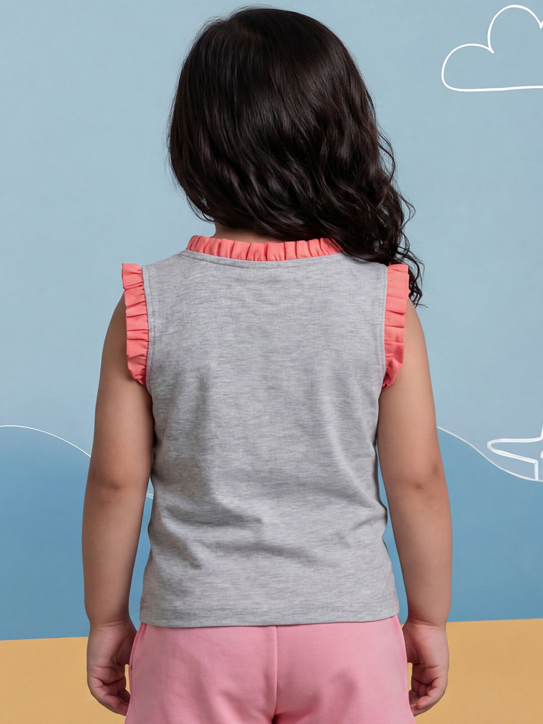 Grey Mélange 100% Cotton Sleeveless T-shirt