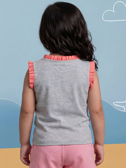 Grey Mélange 100% Cotton Sleeveless T-shirt