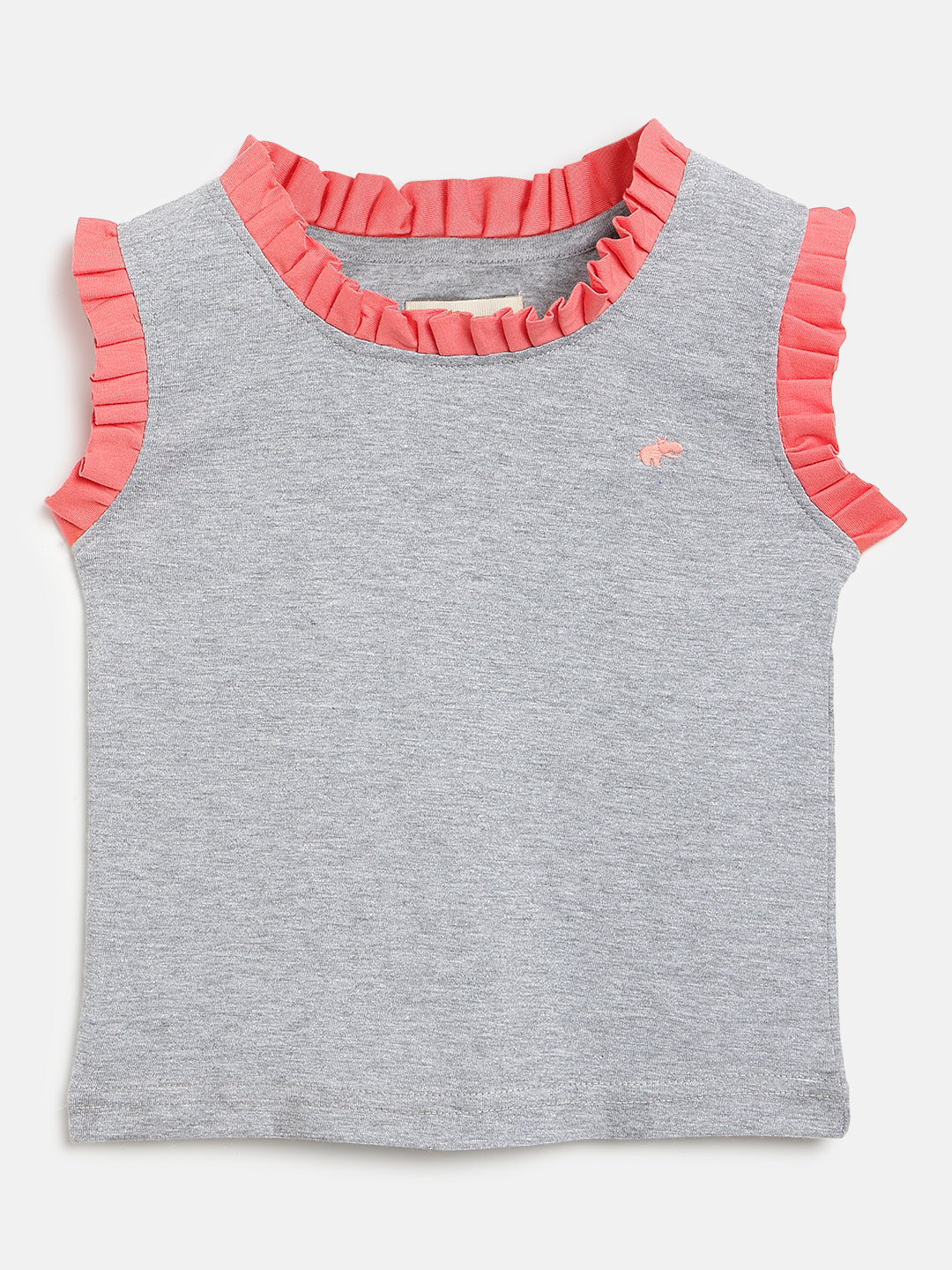 Grey Mélange 100% Cotton Sleeveless T-shirt