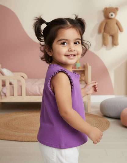 Dainty Frill T-shirt in Purple for Girls
