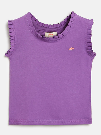 Dainty Frill T-shirt in Purple for Girls