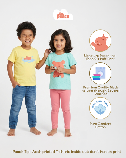 Puffy Peach The Hippo T-shirt in Yellow For Boys