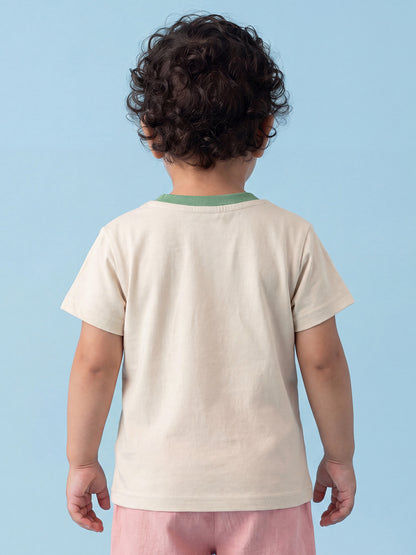 Everyday Basics: Value Pack of 2 100% Cotton T-shirt For Boys (Cream and Green)