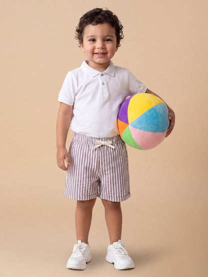 Summer Vibes Striped Shorts for Boys in Maroon and White